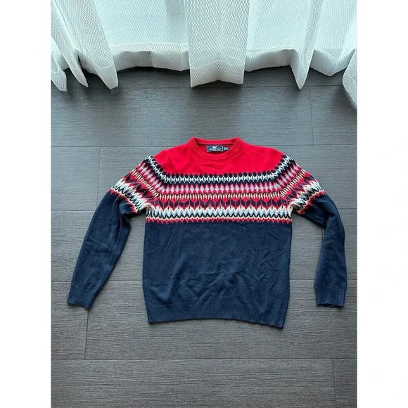 Vineyard Vines Nautical Red Fair Isle Wool-Blend Sweater Size XL - Picture 8 of 8